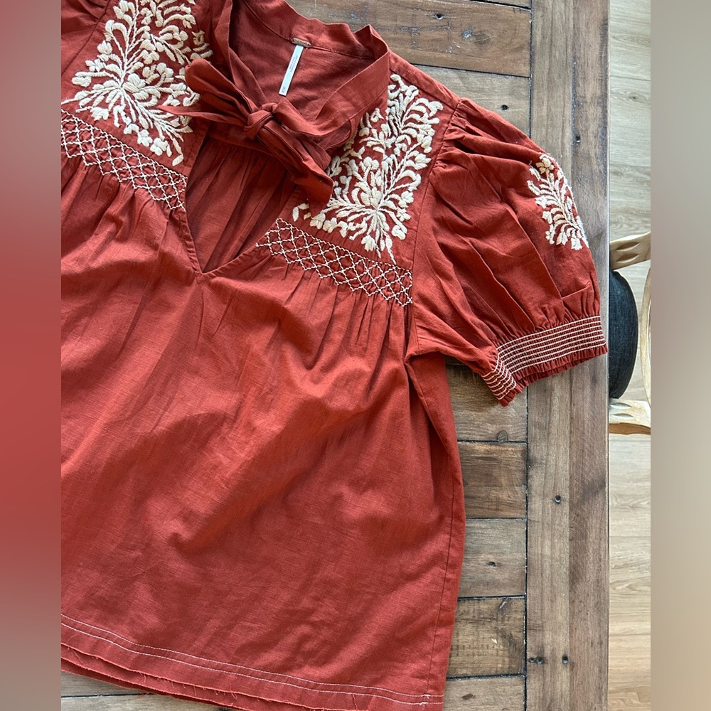 Free People Dreaming About You Wild West Brown Blouse M